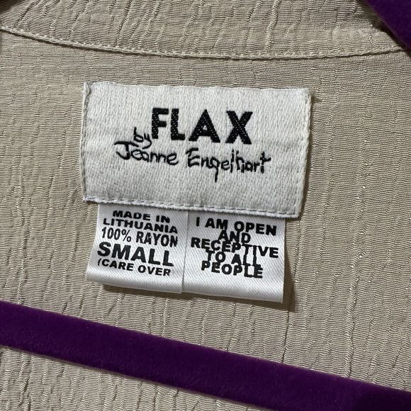 Flax By Jeanne Engelhart Beige Topper Jacket Lagenlook Size S Notch Collar - Picture 5 of 8